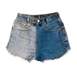 LEVI American Vintage Upcycled Split Denim Mini Cutoff Shorts